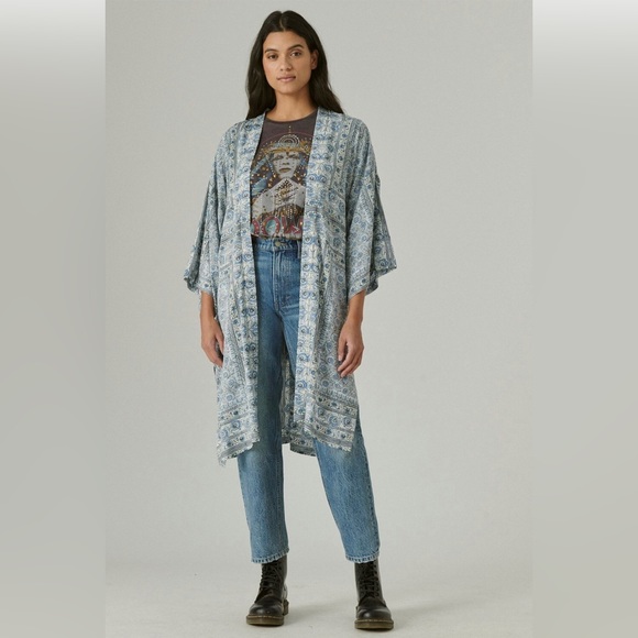 Lucky Brand Tops - Lucky Brand Boho Bandana Print Maxi Kimono, Blue Multi, One Size